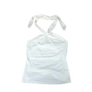 Gaze Dtla Halter Top XXS White Knot Front Elastic Open Back Layering T56210 Club